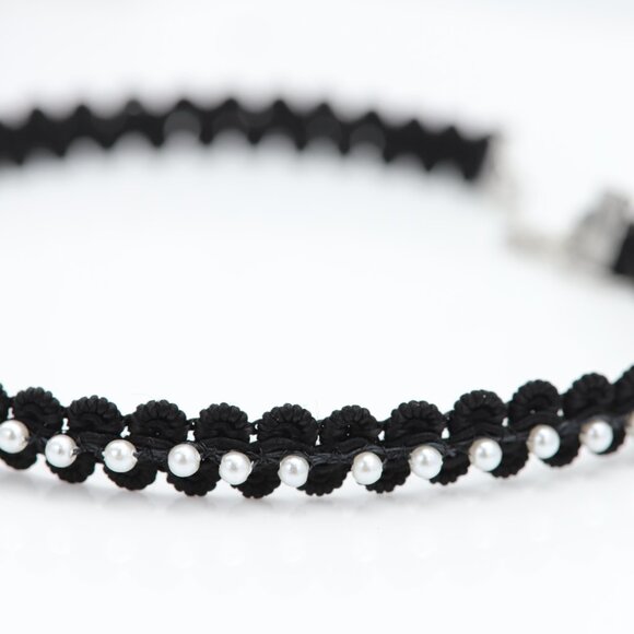 Fancy Black Choker Pearl Chokers adjustable - Picture 4 of 9